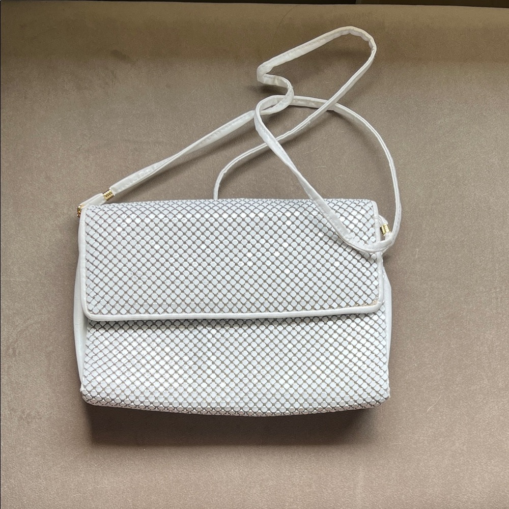Whiting & Davis White Mesh Crossbody Bag